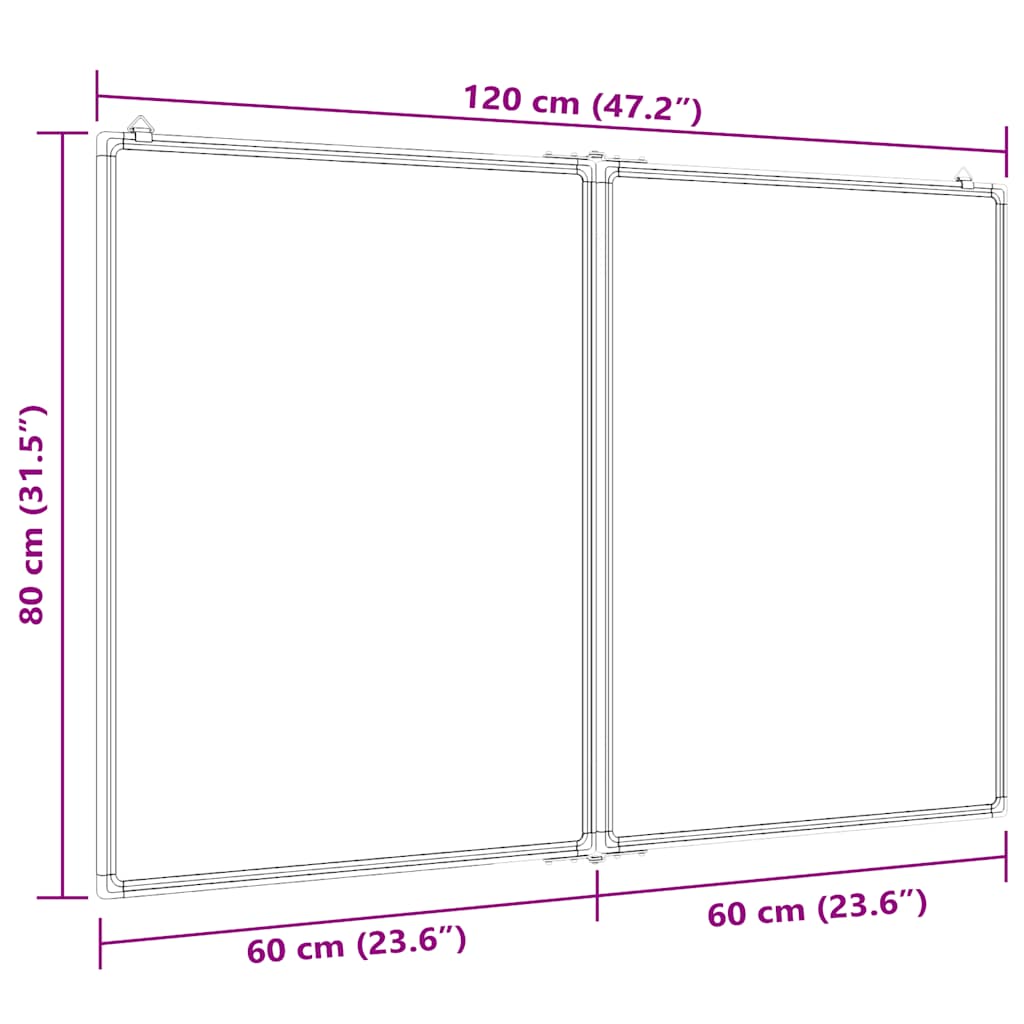 Magnetisk Tavle Sammenleggbar 120X80X1,7 Cm Aluminium