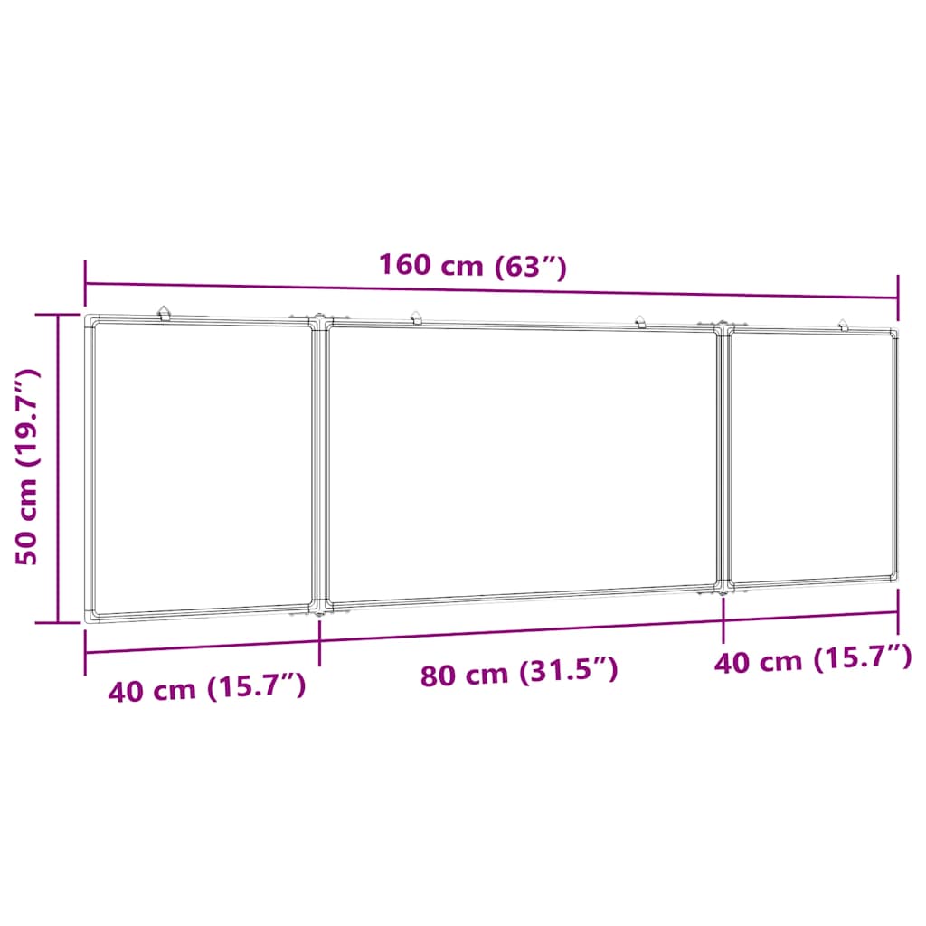 Magnetisk Tavle Sammenleggbar 160X50X1,7 Cm Aluminium