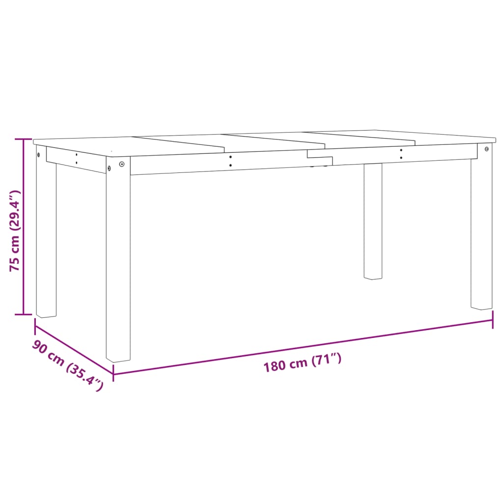 Spisebord Panama Hvit 180X90X75 Cm Heltre Furu