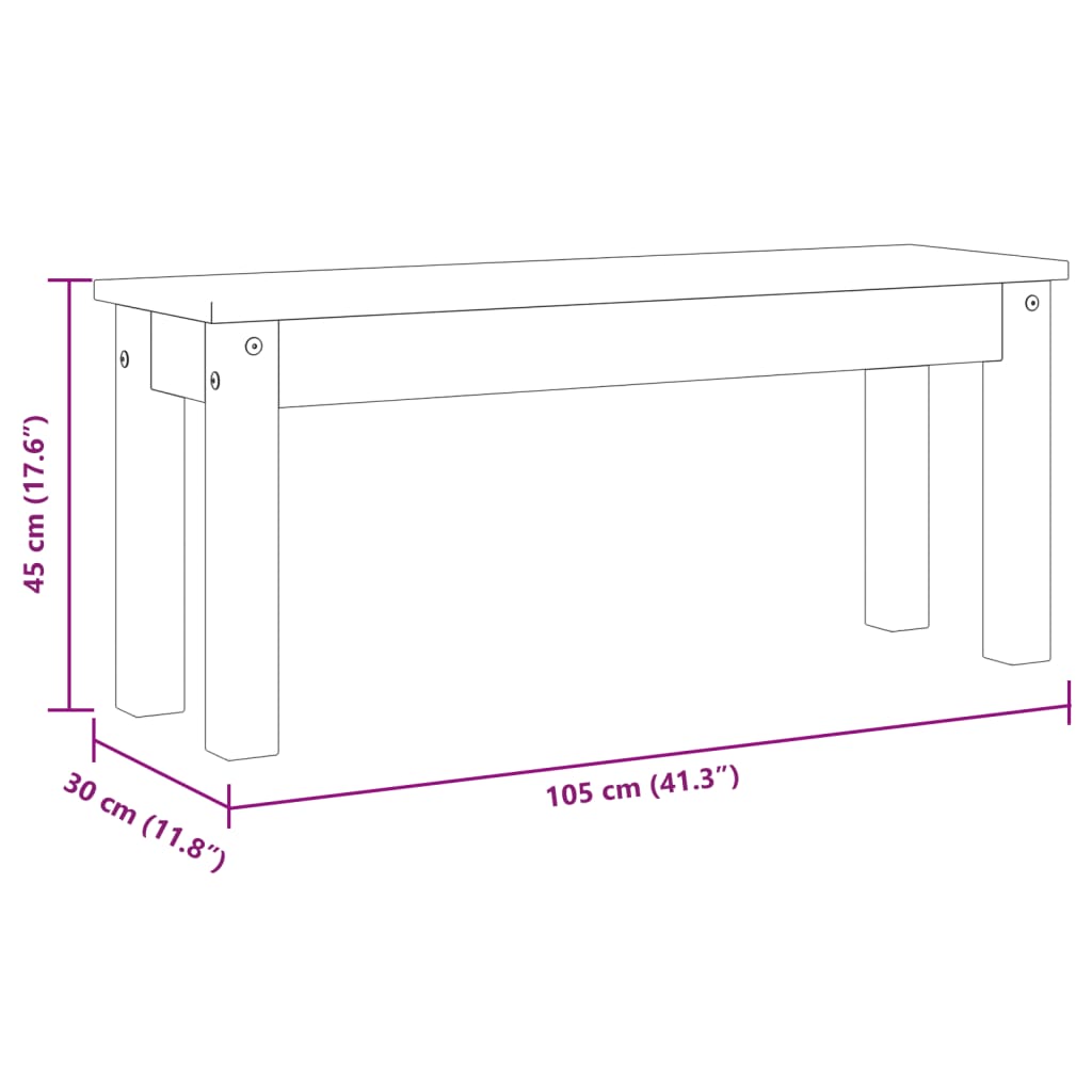 Spisebenk Panama Grå 105X30X45 Cm Heltre Furu