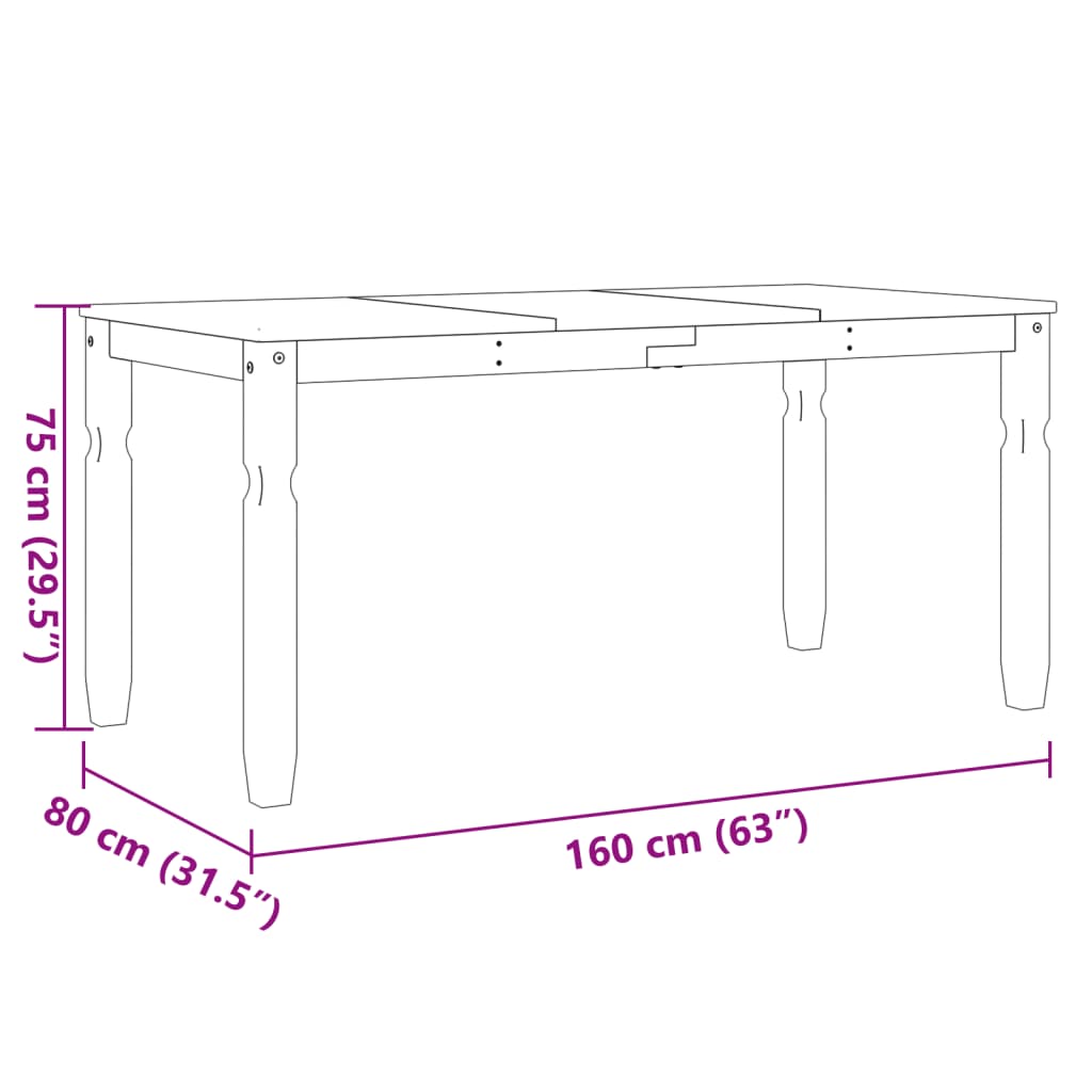 Spisebord Corona Grå 160X80X75 Cm Heltre Furu