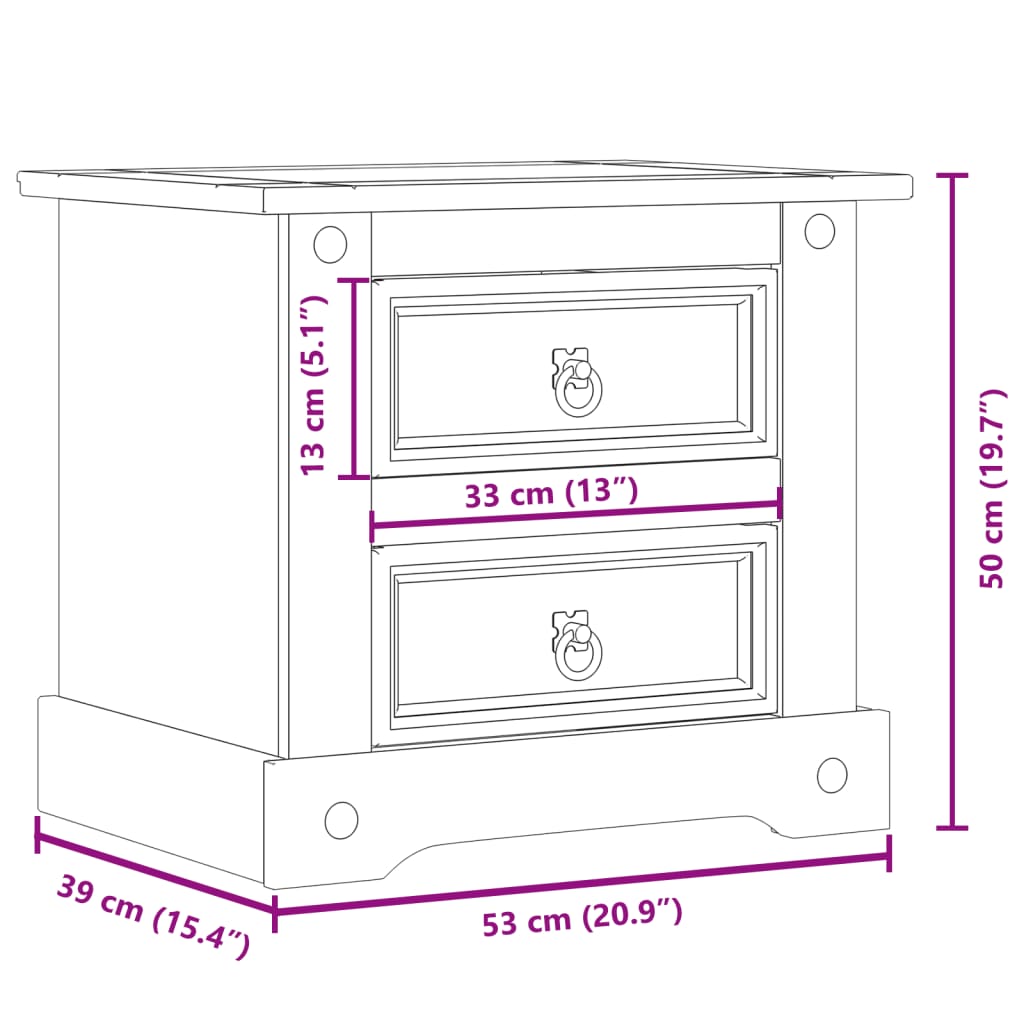 Nattbord Corona 53X39X50 Cm Heltre Furu