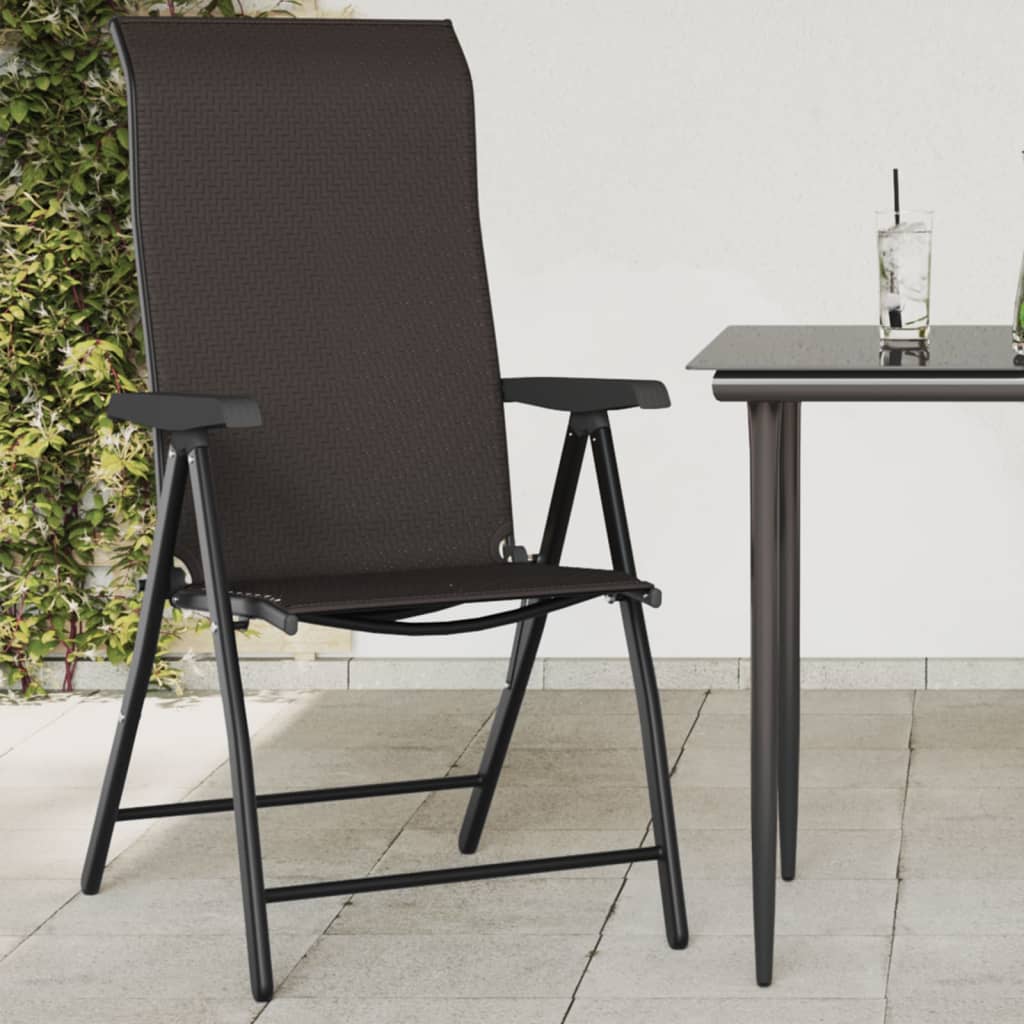 Sammenleggbare Hagestoler 2 Stk Svart Kaffe Polyrotting