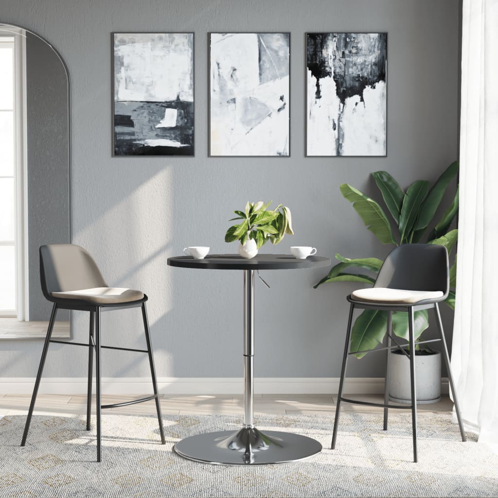 Barbord Svart 60X60X90 Cm Konstruert Tre Og Forkrommet Stål