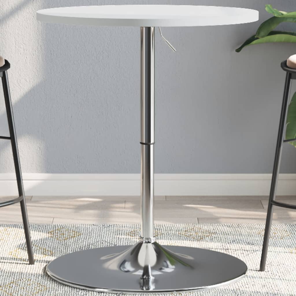 Barbord Hvit 60X60X90 Cm Konstruert Tre Og Forkrommet Stål