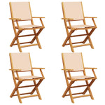Sammenleggbare Hagestoler 4 Stk Beige Stoff Og Heltre