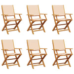 Sammenleggbare Hagestoler 6 Stk Beige Stoff Og Heltre