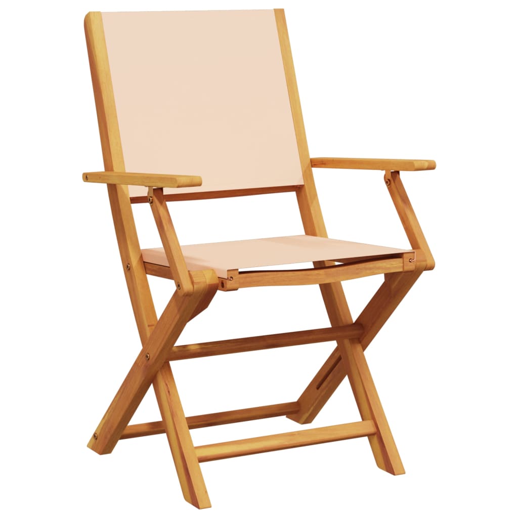 Sammenleggbare Hagestoler 6 Stk Beige Stoff Og Heltre
