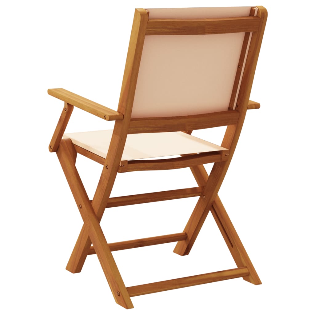 Sammenleggbare Hagestoler 6 Stk Beige Stoff Og Heltre