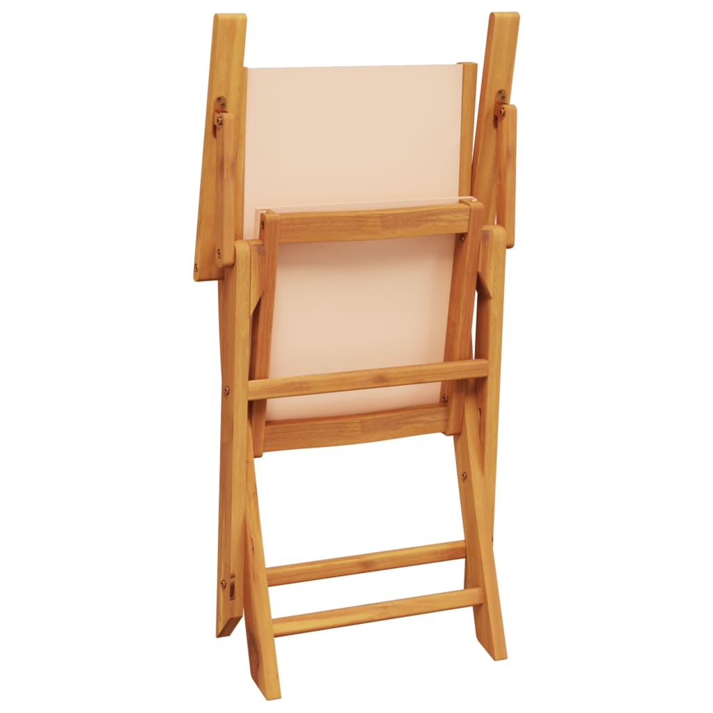 Sammenleggbare Hagestoler 6 Stk Beige Stoff Og Heltre