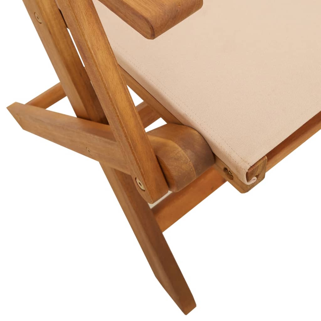 Sammenleggbare Hagestoler 6 Stk Beige Stoff Og Heltre