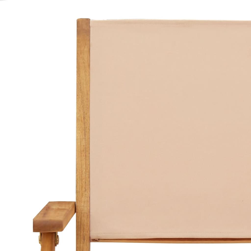 Sammenleggbare Hagestoler 6 Stk Beige Stoff Og Heltre