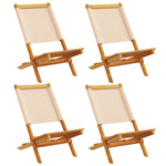 Sammenleggbare Hagestoler 4 Stk Beige Stoff Og Heltre