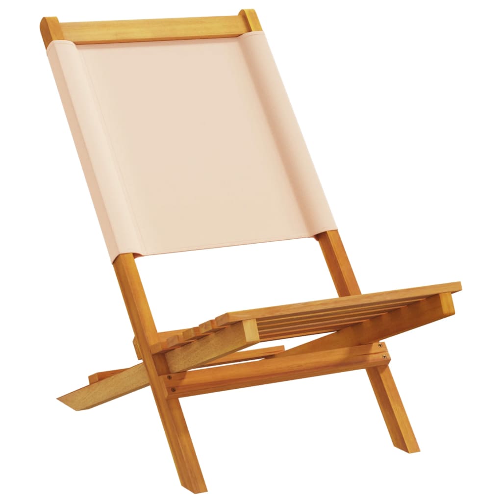 Sammenleggbare Hagestoler 4 Stk Beige Stoff Og Heltre