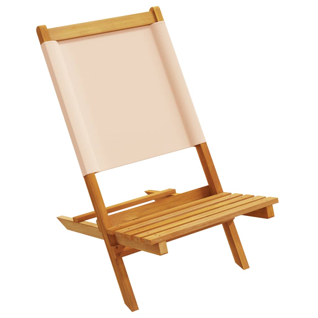 Sammenleggbare Hagestoler 4 Stk Beige Stoff Og Heltre