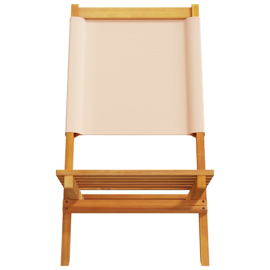Sammenleggbare Hagestoler 4 Stk Beige Stoff Og Heltre