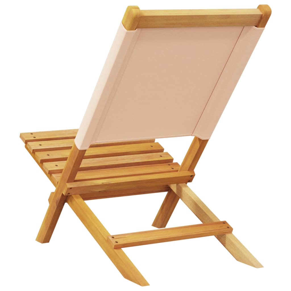 Sammenleggbare Hagestoler 4 Stk Beige Stoff Og Heltre