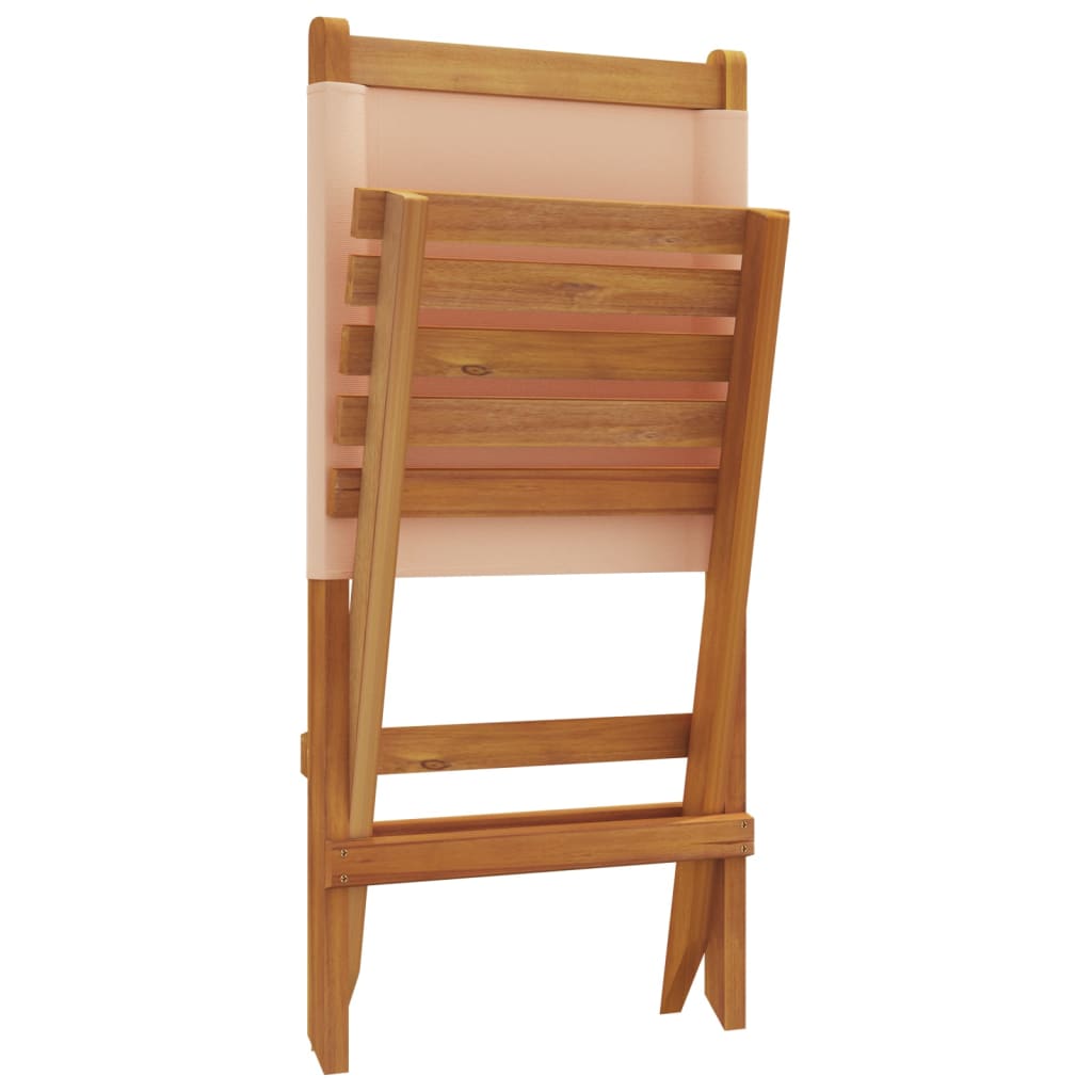 Sammenleggbare Hagestoler 4 Stk Beige Stoff Og Heltre