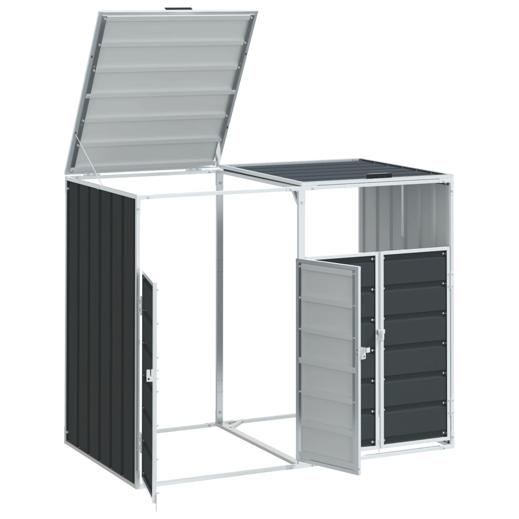 Søppeldunkskur For 2 Dunker Antrasitt 144X81X113 Cm Stål