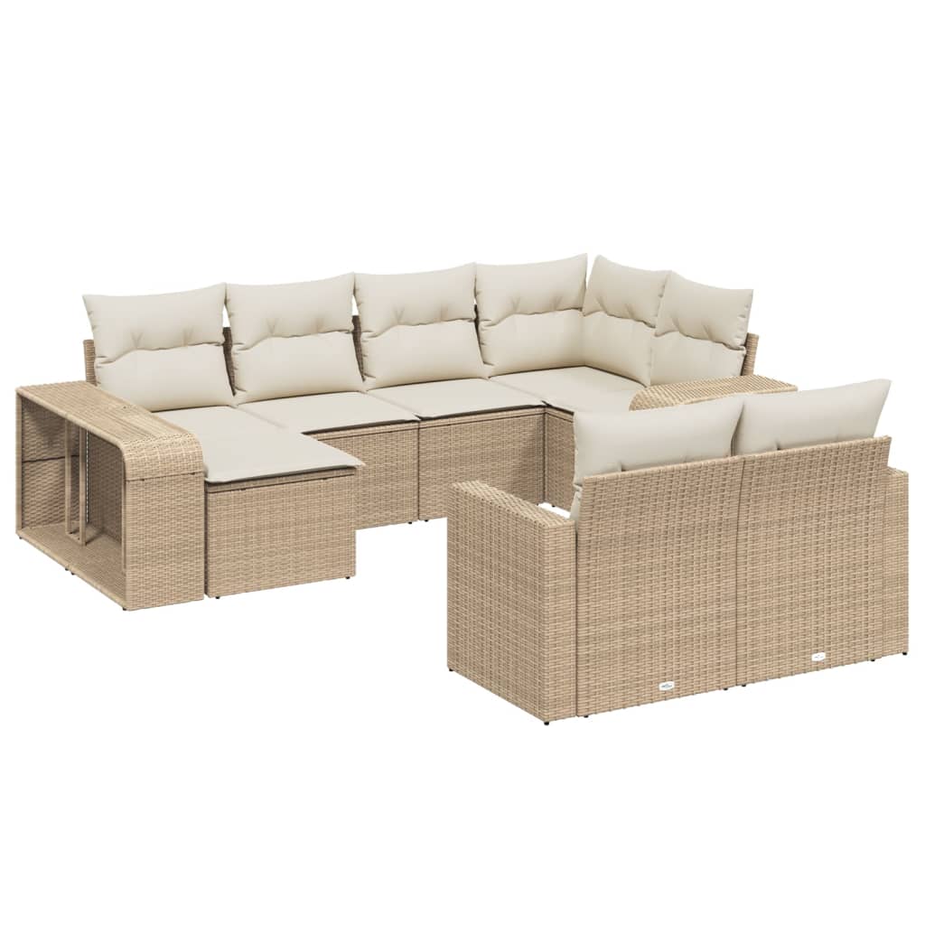 Hagesofagruppe Med Puter 10 Deler Beige Polyrotting