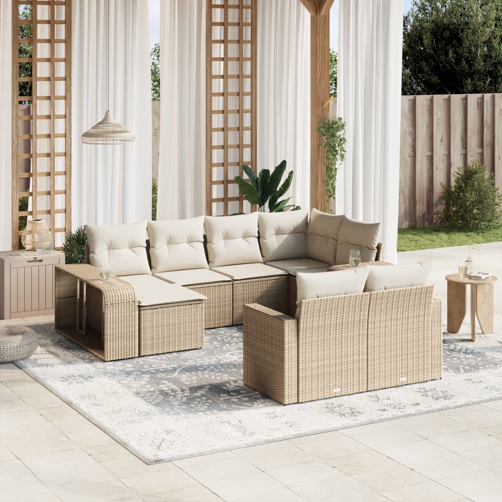 Hagesofagruppe Med Puter 10 Deler Beige Polyrotting