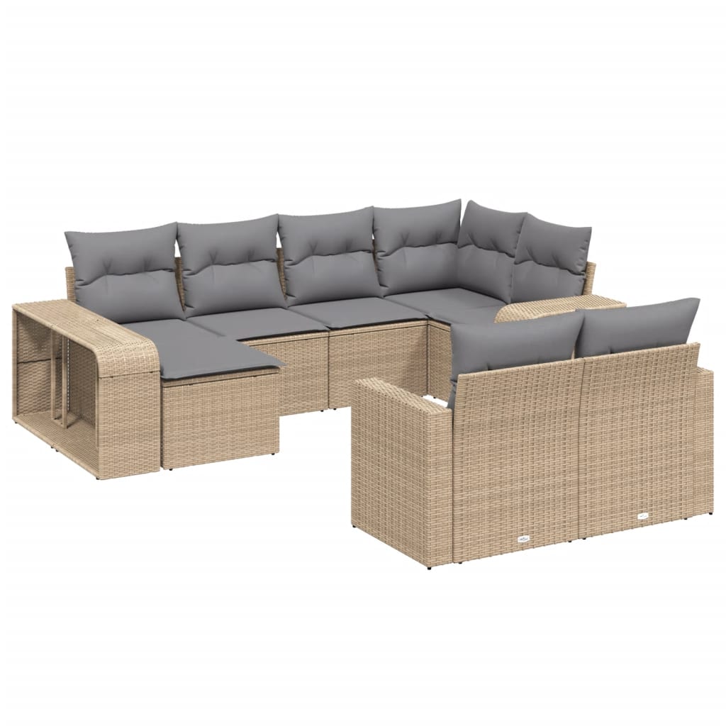 Hagesofagruppe Med Puter 10 Deler Beige Polyrotting