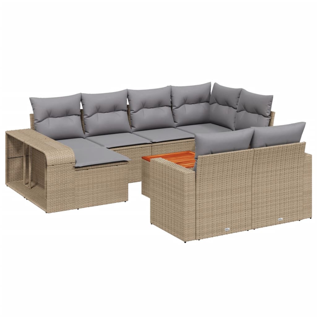 Hagesofagruppe Med Puter 11 Deler Beige Polyrotting