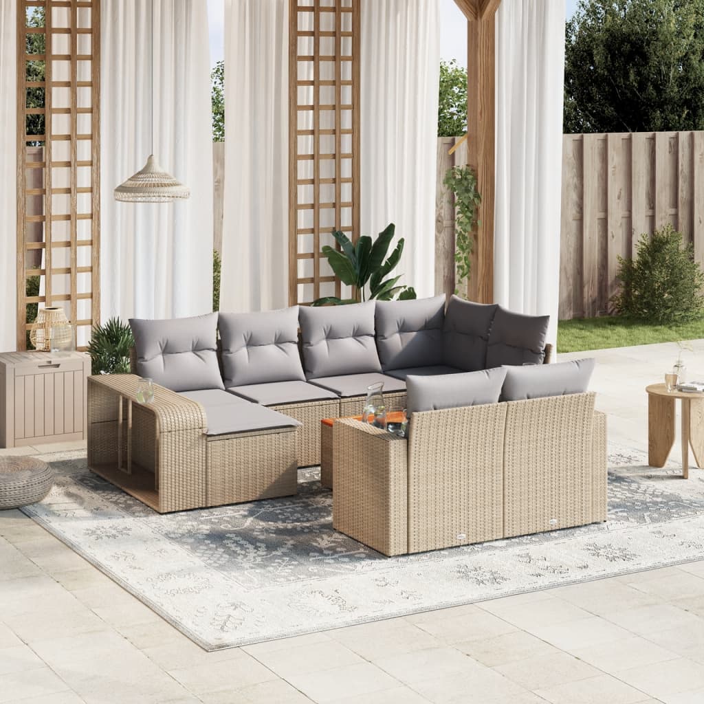 Hagesofagruppe Med Puter 11 Deler Beige Polyrotting