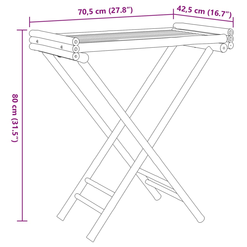 Sammenleggbart Brettbord 70,5X42,5X80 Cm Bambus