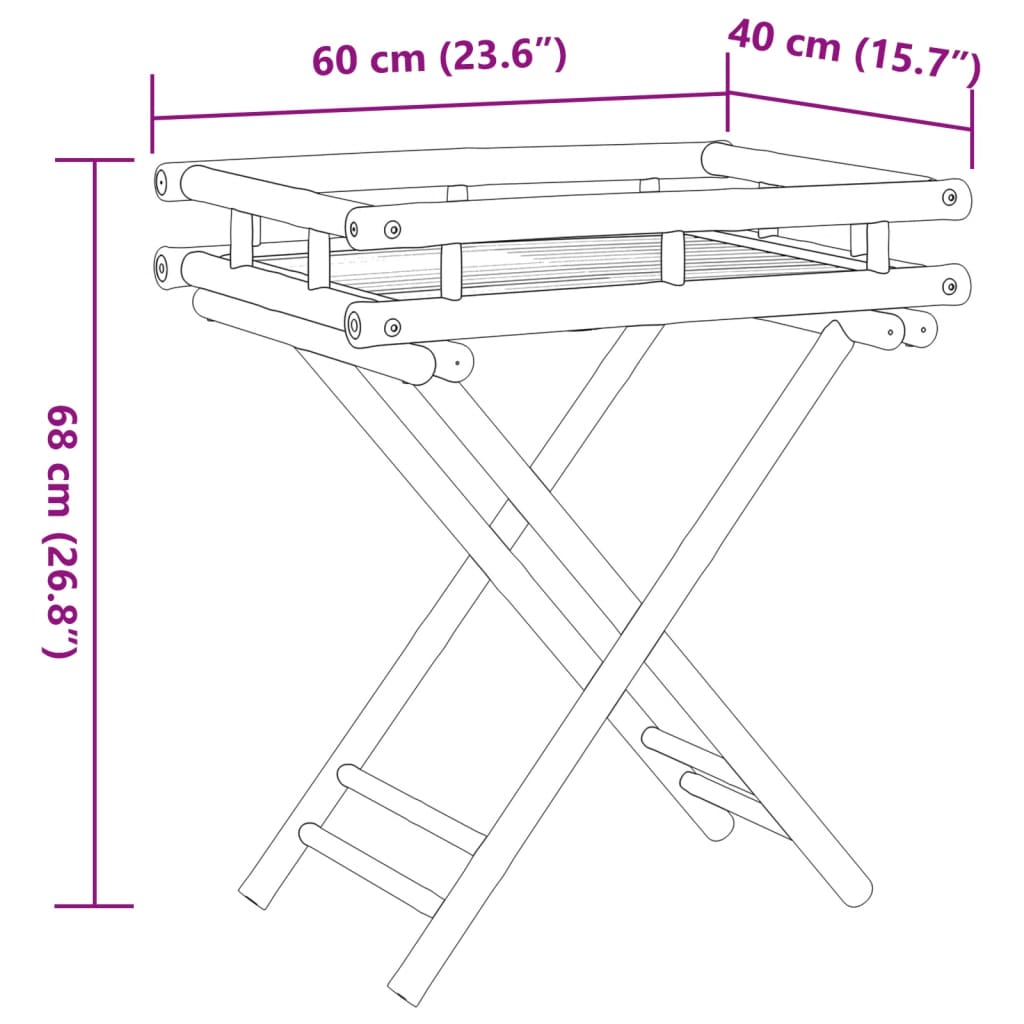 Sammenleggbart Brettbord 60X40X68 Cm Bambus