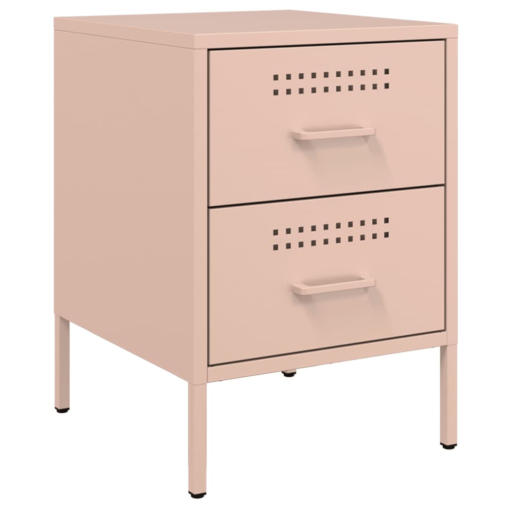 Nattbord 2 Stk Rosa 36X39X50,5 Cm Stål