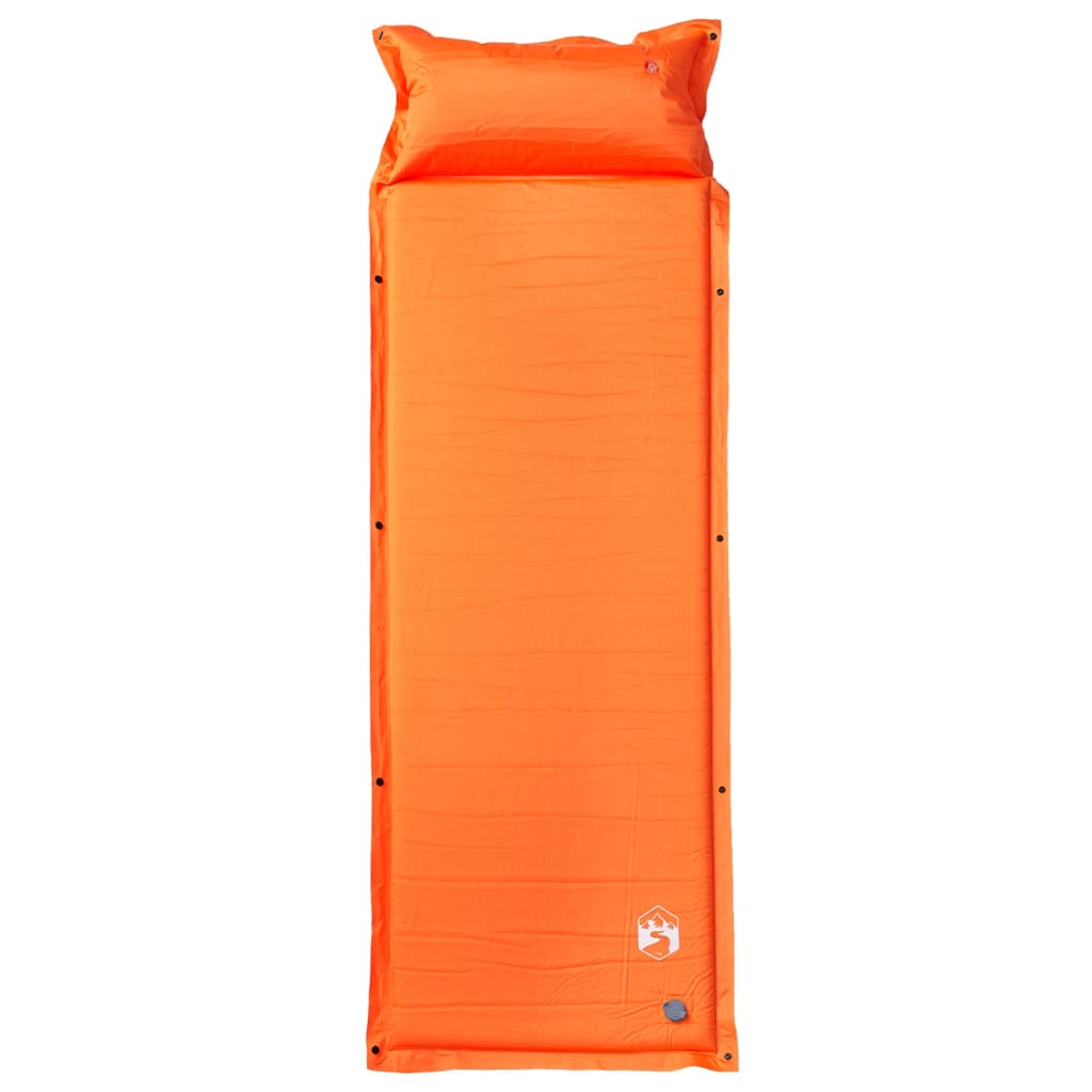 Selvoppblåsende Campingmadrass Med Pute For 1 Person Oransje
