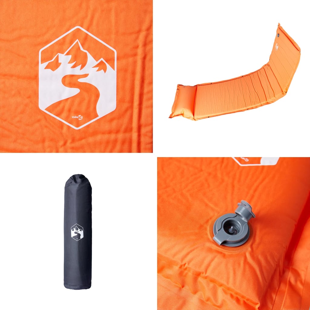 Selvoppblåsende Campingmadrass Med Pute For 1 Person Oransje