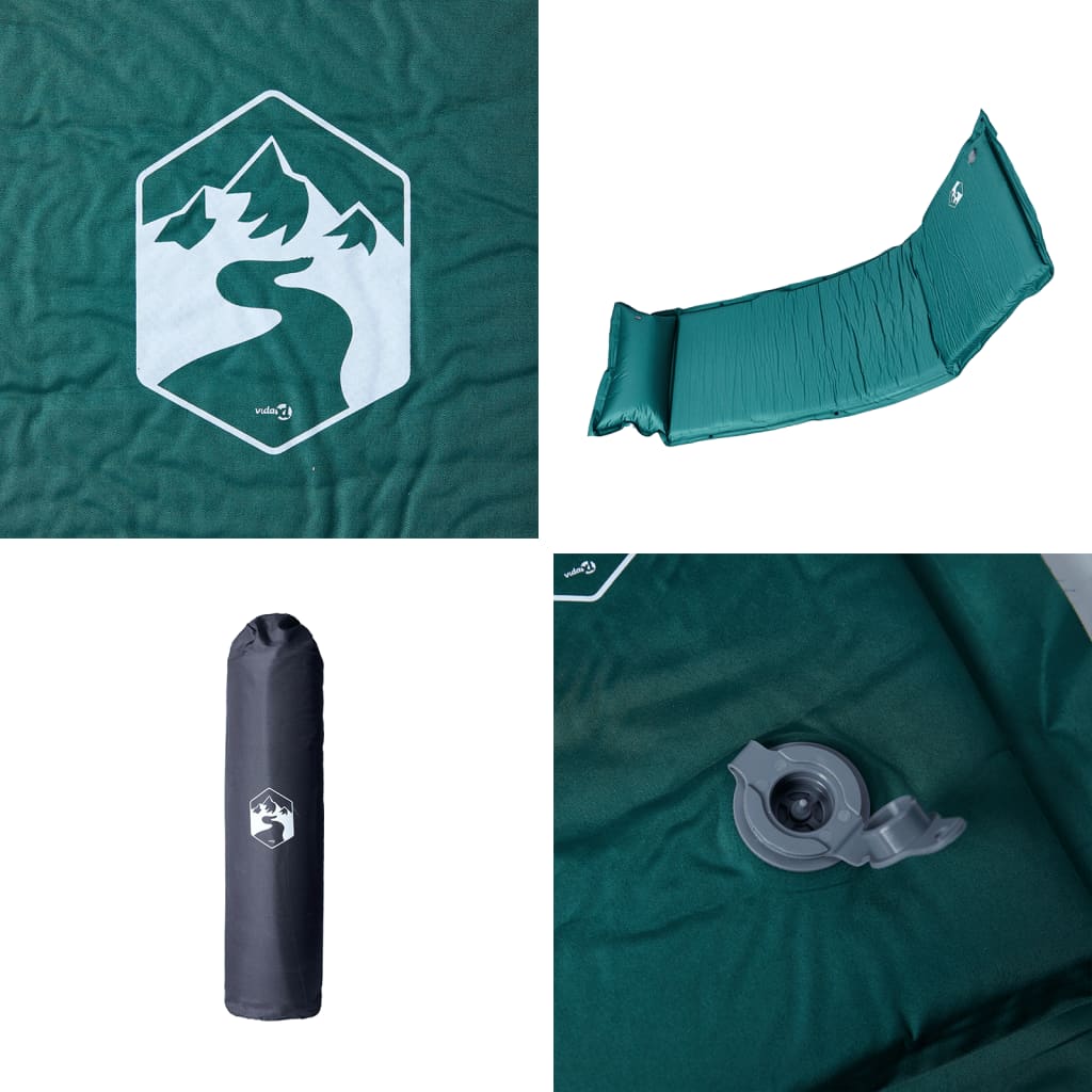 Selvoppblåsende Campingmadrass Med Pute For 1 Person Grønn
