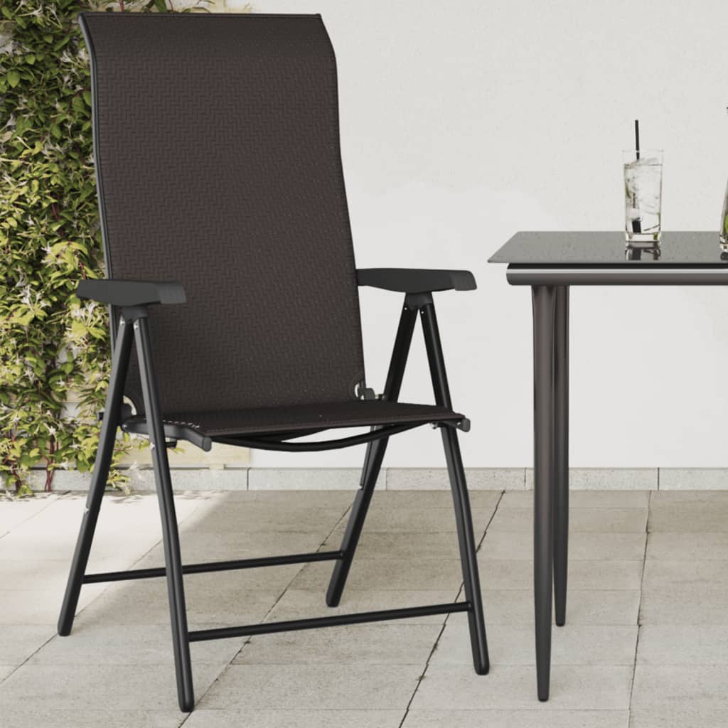 Sammenleggbare Hagestoler 8 Stk Svart Kaffe Polyrotting