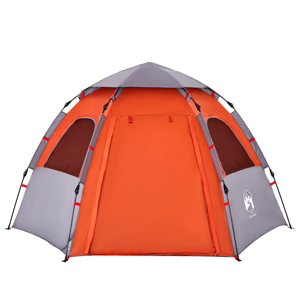 Campingtelt 4 Personer Grå Og Oransje Hurtigutløser