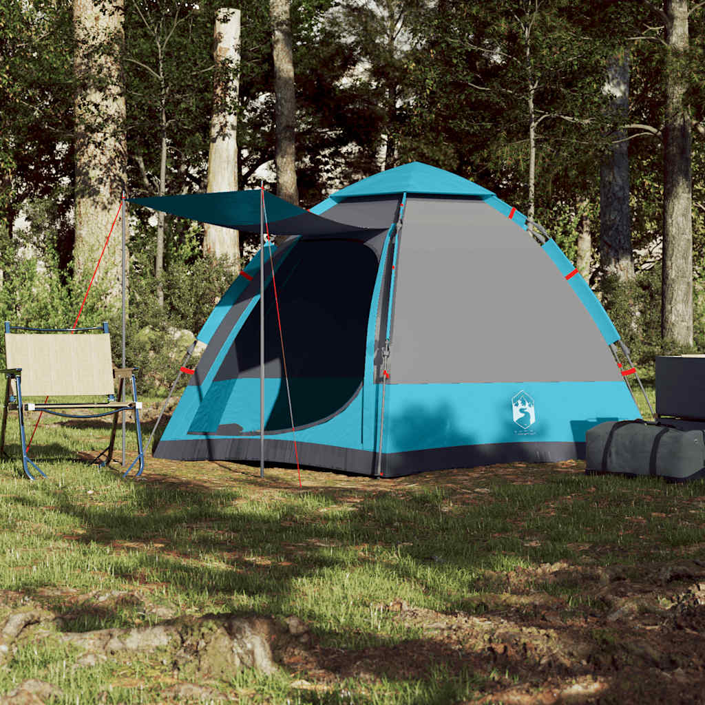Campingtelt 4 Personer Blå Hurtigutløser