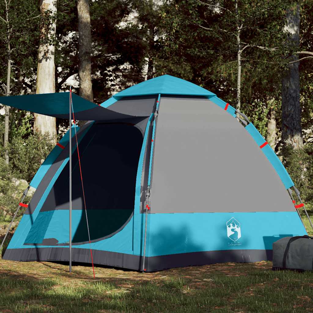 Campingtelt 4 Personer Blå Hurtigutløser