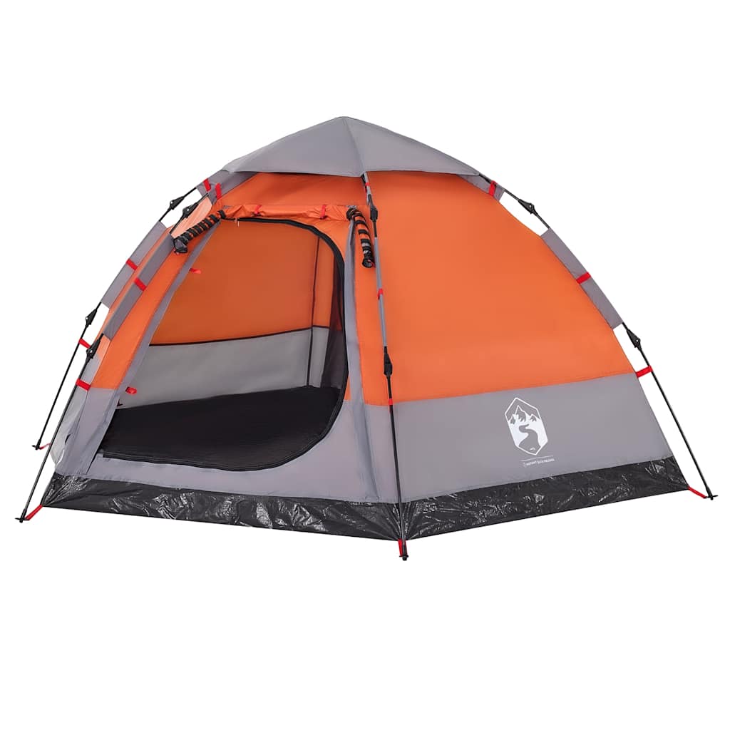 Campingtelt 4 Personer Grå Og Oransje Hurtigutløser
