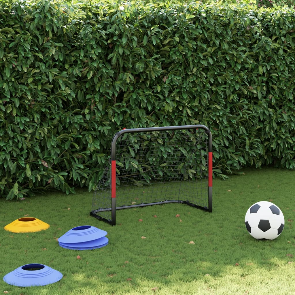 Fotballmål Med Nett Rødt Og Svart 90X48X71 Cm Stål