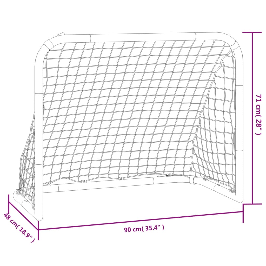Fotballmål Med Nett Rødt Og Svart 90X48X71 Cm Stål