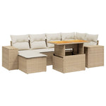 Hagesofagruppe Med Puter 7 Deler Beige Polyrotting