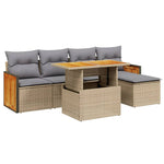 Hagesofagruppe Med Puter 6 Deler Beige Polyrotting