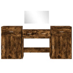 Sminkebordsett 4 Deler Røkt Eik Konstruert Tre