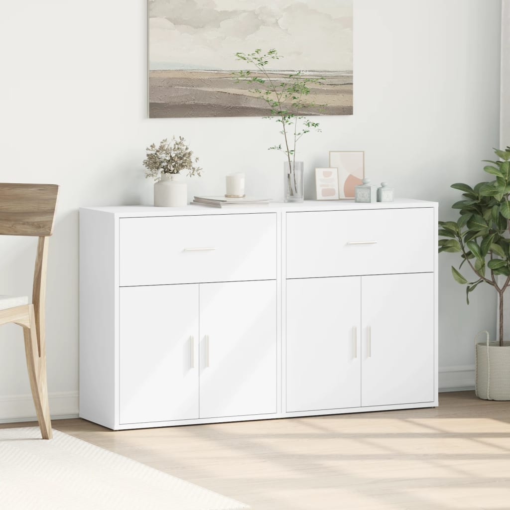 Skjenker 2 Hvit 60X31X70 Cm Konstruert Tre