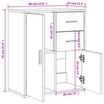 Skjenker 2 Hvit 60X31X70 Cm Konstruert Tre