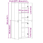Highboard Sonoma Eik 80X35X180 Cm Konstruert Tre