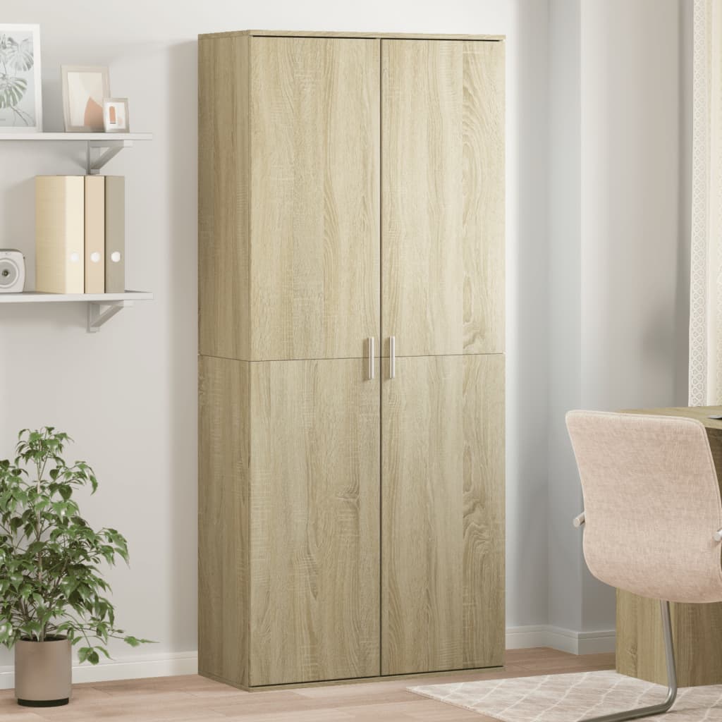 Highboard Sonoma Eik 80X35X180 Cm Konstruert Tre
