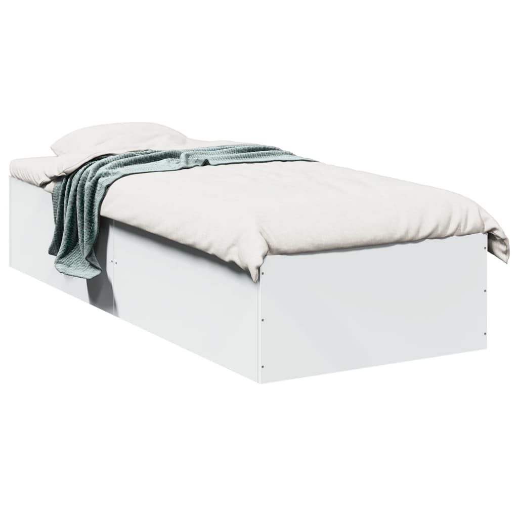 Sengeramme Hvit 75X190 Cm Konstruert Tre
