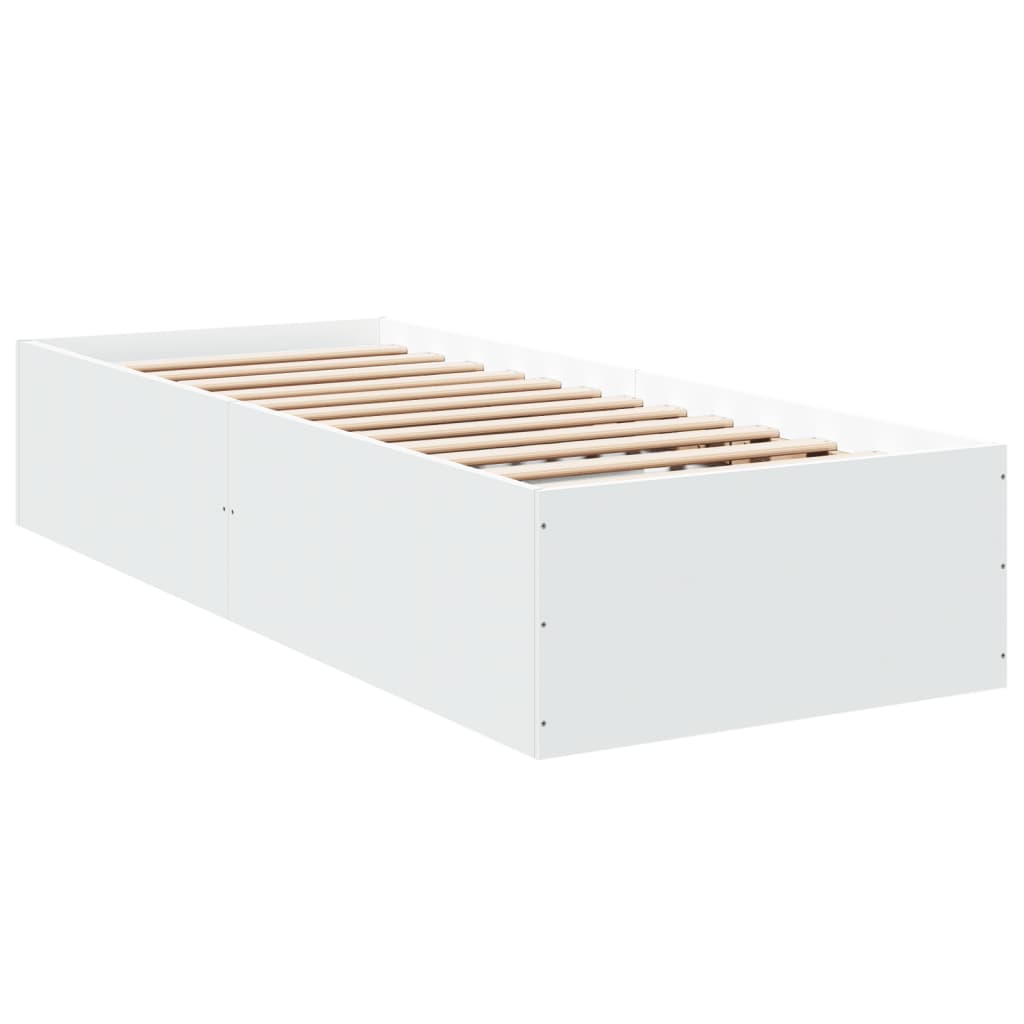Sengeramme Hvit 75X190 Cm Konstruert Tre
